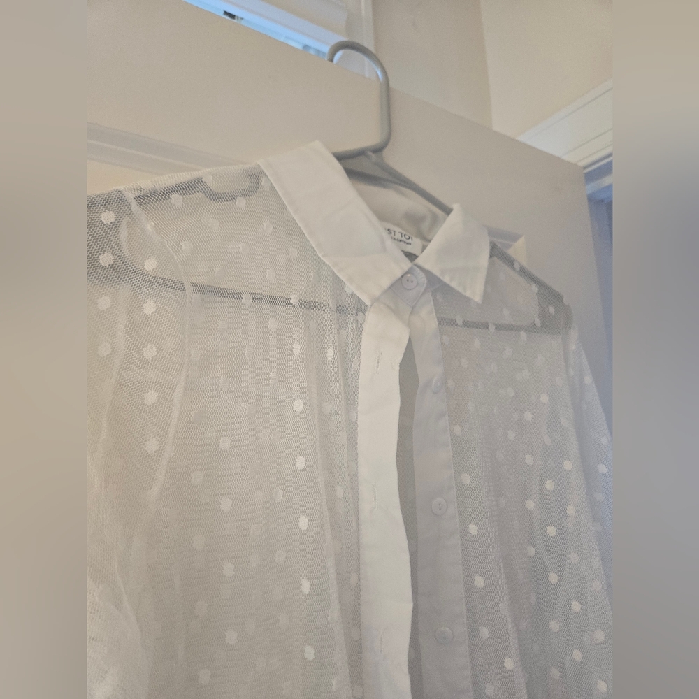 White Sheer Polka Dot Overlay